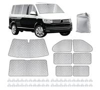Parasol Interno de Lujo para Parabrisas Delantero para VW T5 T6 SWB, Parasol de Aluminio Premium no Tejido con protección UV, Juego de 8 Alfombrillas Térmicas para Cabina del Conductor