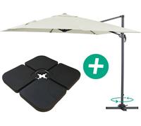 Parasol lateral de jardín alu "sun 3" - cuadrado carré - 3 x 3 m - lastres incluidos - crudo