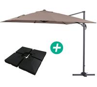 Parasol lateral de jardín alu "sun 3" - cuadrado carré - 3 x 3 m - lastres incluidos - topo