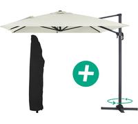 Parasol lateral de jardín alu "sun 4" - rectangular - 3 x 4 m - crudo + funda protectora