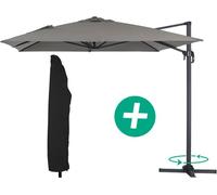 Parasol lateral de jardín alu "sun 4" - rectangular - 3 x 4 m - gris + funda protectora