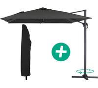 Parasol lateral de jardín alu "sun 4" - rectangular - 3 x 4 m - negro + funda protectora