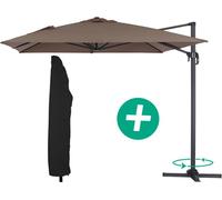 Parasol lateral de jardín alu "sun 4" - rectangular - 3 x 4 m - topo + funda protectora
