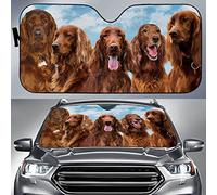 Parasol para Coche Delantero Patrón De Cielo Azul De Perros Setter Irlandés Divertido Parasol para Vehículo Portátil Protección Solar para El Parabrisas para Camión Camioneta Furgonetas