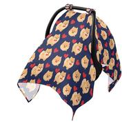 Parasol para cochecito de bebé, red resistente al viento para cochecito, accesorios de viaje, dibujos animados, lindos perros, corazones, azul marino
