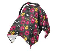 Parasol para cochecito transpirable, extensor de sombra, protege del polvo y la nieve, monstruos de frutas, color gris y rojo