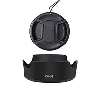 Parasol para lente EW-53 y tapa de lente de 49 mm compatible con Canon M50 M5 M10 M6 kit EF-M 15-45 mm F/3.5-6.3 STM IS lente (paquete de 1+1)