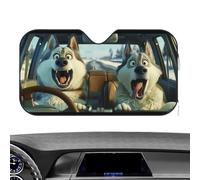 Parasol para parabrisas - 130 x 70 cm, tela de titanio plateada con lámina de aluminio, capa de polietileno, para coche, aislamiento térmico, refrigeración, protección visual, reflexión solar, coche