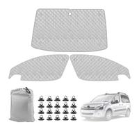 Parasol para Parabrisas Compatible con Citroen Berlingo 2008-2018, 3 Piezas Juego de Protector de Parabrisas, Juego de Ventana de Persiana Térmica Interior con Bolsa Almacenamiento