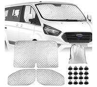 Parasol para Parabrisas Compatible con Ford Transit Custom 2012-2022, 3 Piezas Protector de Parabrisas, Juego de Parasol Térmico Interno con Bolsa de Almacenamiento, 100% Oclusión