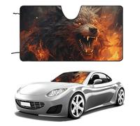 Parasol para parabrisas de auto Wild Wolf in The Fire que mantiene el interior del automóvil fresco, 51 x 28 pulgadas, plegable, protector térmico para SUV, camión, bloquea los rayos UV
