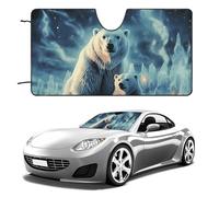 Parasol para parabrisas de coche con diseño de dos osos polares que mantiene el interior del coche fresco de 55 x 30 pulgadas, parasol plegable para ventana delantera, escudo térmico para SUV, camión
