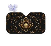 Parasol para parabrisas de coche con estampado de flores de lotos dorados. Reflectante UV y escudo térmico con mantiene el interior fresco universal para sedanes