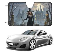 Parasol para parabrisas de coche de brujas que mantiene el interior del automóvil fresco, 55 x 30 pulgadas, plegable, protector térmico para SUV, camión, bloquea los rayos UV