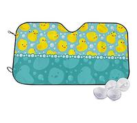Parasol para parabrisas de coche, diseño de pato de goma, diseño de patitos amarillos aguamarina, cubierta plegable para parabrisas de coche, visera plegable para camión, SUV, regalo, 140 x 76 cm