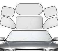 Parasol para Parabrisas de Coche, protección de Ventanas Delantera,Trasera y Laterales contra Rayos UV y Calor, con Bolsa de Almacenamiento, 6 Unidades por Juego.