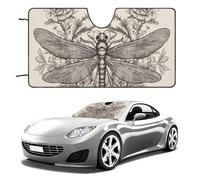 Parasol para parabrisas de libélula floral dibujada a mano para coche, sedán, SUV, camión, universal, reflectante, para ventanas delanteras, plegable, parasol para parabrisas, bloquea los rayos UV y