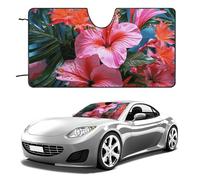 Parasol para parabrisas de plantas tropicales de flores rosadas, para automóvil, sedán, todoterreno, camioneta, universales, reflectantes, para ventanas delanteras, plegable, parabrisas, bloquea los