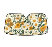 Parasol para parabrisas delantero de automóvil, diseño de margaritas vintage, color beige, protege tu coche, 144 x 80 cm