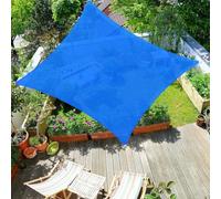 Parasol para patio al aire libre, 2.5 x 3 pulgadas, color azul, polietileno de alta densidad, transpirable, rectangular, 98% de bloqueo UV, toldo con bordes curvos, tela permeable