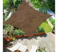 Parasol para patio al aire libre, 2 x 2 m, color marrón, polietileno de alta densidad, transpirable, rectangular, 98% de bloqueo UV, toldo con bordes curvos, tela permeable