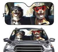 Parasol para Ventana Delantera Coche Impresión de Perros Felices S | Cubierta Parasol Parabrisas Coche Plegable Portátil Toldo Solar Parabrisas Coche