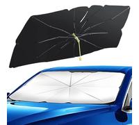 Parasol Paraguas Delantero Coche 145x79cm, Sombrilla Protección UV Plegable, Paraguas Aislamiento Térmico Parabrisas, Protector Solar Revestimiento Titanio Universal para Mayoría Coches, SUV, Camiones