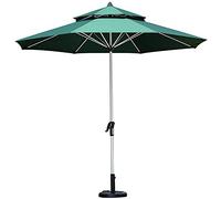 Parasol,Parasol Aluminum Ouddoor Garden Market Table Umbrella with Crank 9ft/270cm, 8 Ribs/2 Tier Canopy/Waterproof/Windproof