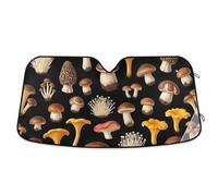 Parasol plegable para parabrisas de coche, diseño de hongos vintage, color negro, bloquea los rayos UV, protege tu coche, 55 x 27.6 pulgadas