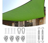 Parasol rectangular impermeable de 2 x 5 m, protección UV, para balcón, jardín y patio, toldo repelente al agua con kit de instalación (color: verde, tamaño: 2 x 5 m)