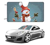 Parasol reflectante universal para parabrisas de automóvil, sedán, SUV, camión, diseño de muñeco de nieve de Navidad, para ventanas delanteras, plegable, bloquea los rayos UV y mantiene el interior