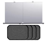 Parasol retráctil automático para automóvil, parasol retráctil para automóvil, parasol ajustable con ventosa plegable para protección UV y calor, 27 x 53 pulgadas (1 par frontal + 4 piezas laterales)