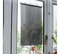 Parasol retráctil con ventosas,Persiana Enrollable Negro TelescóPica Cortinas Opacas Ajustables Estor PVC Blackout,para Ventanas y Puerta (68×125cm)