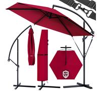 Parasol semáforo aluminio rojo Ø300cm protección UV 50+ con funda