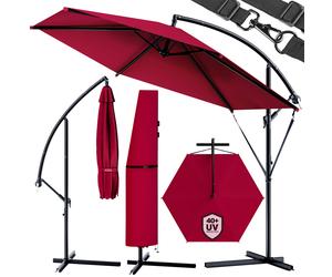 Parasol semáforo aluminio rojo Ø300cm protección UV 50+ con funda