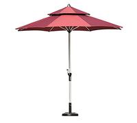 Parasol,Sun Parasol Parasols 9ft/2.7m Aluminum Outdoor Garden with White Polyester Cover, Large Portable Market Table Umbrella, Not Included Base (Red)
