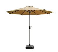 Parasol Umbrella 9ft Patio Umbrella, Heavy-Duty Large Protective Cover with 8 Sturdy Ribs, Easy to Operate Handle Crank, Not Included Base (Color : Khaki)