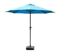 Parasol Umbrella 9ft Patio Umbrella, Heavy-Duty Large Protective Cover with 8 Sturdy Ribs, Easy to Operate Handle Crank, Not Included Base (Color : Blue)