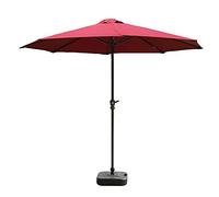 Parasol Umbrella 9ft Patio Umbrella, Heavy-Duty Large Protective Cover with 8 Sturdy Ribs, Easy to Operate Handle Crank, Not Included Base (Color : Red)