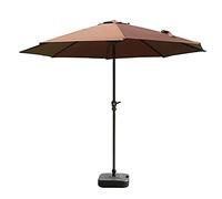 Parasol Umbrella 9ft Patio Umbrella, Heavy-Duty Large Protective Cover with 8 Sturdy Ribs, Easy to Operate Handle Crank, Not Included Base (Color : Brown)