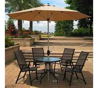 Parasol Umbrella Dock Pool Patio Umbrella with Quite Sturdy Cement Base, Thick Polyester Fabric and Crank Lift Handle, for Garden Deck (Color : Khaki)