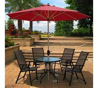 Parasol Umbrella Dock Pool Patio Umbrella with Quite Sturdy Cement Base, Thick Polyester Fabric and Crank Lift Handle, for Garden Deck (Color : Red)
