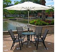 Parasol Umbrella Dock Pool Patio Umbrella with Quite Sturdy Cement Base, Thick Polyester Fabric and Crank Lift Handle, for Garden Deck (Color : Beige)