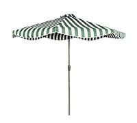 Parasol Umbrella Outdoor Striped Market Table Umbrella, 9ft Garden Parasol Umbrellas with 8 Sturdy Iron Ribs, Sun Shade For Patio Yard Beach Dock (Color : Green+White)