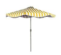 Parasol Umbrella Outdoor Striped Market Table Umbrella, 9ft Garden Parasol Umbrellas with 8 Sturdy Iron Ribs, Sun Shade For Patio Yard Beach Dock (Color : Yellow+White)