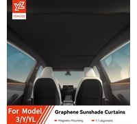 Parasoles de Techo de Grafeno con Diseño de Panal de Abeja YZ para Tesla Model 3/Y/YL Highland Juniper 2026, Color Negro, para Techo Solar Delantero y Trasero M3 24-26 4PCS