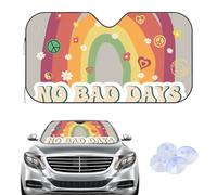 Parasoles para parabrisas con eslogan de No Bad Days con arco iris, cubierta de ventana de coche para invierno, accesorios de coche, protector de hielo, regalo, protector de heladas, parabrisas para