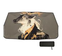 Parasoles para parabrisas de coche con diseño de reno gris vintage, plegable, protector de sol para coche