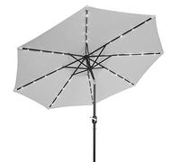 Parasols 2.5M Crank Solar Light Umbrella Market Patio Outdoor LED Umbrellas Self Charging LED Garden Umbrella (Color : White)