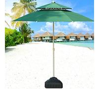 Parasols 7.5'/9' Double Top Patio Garden Umbrella, Perfect For Outdoor Yard, Beach Commercial Event Market, Camping, Swimming Pool Side (Color : Green, Size : 9 Ft/270cm)